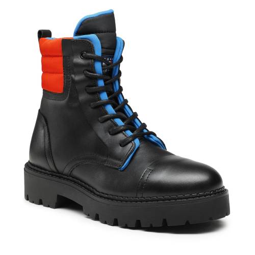 Trappers Tommy Jeans Padded Lace Up Heritage Boot EM0EM01063 Black BDS